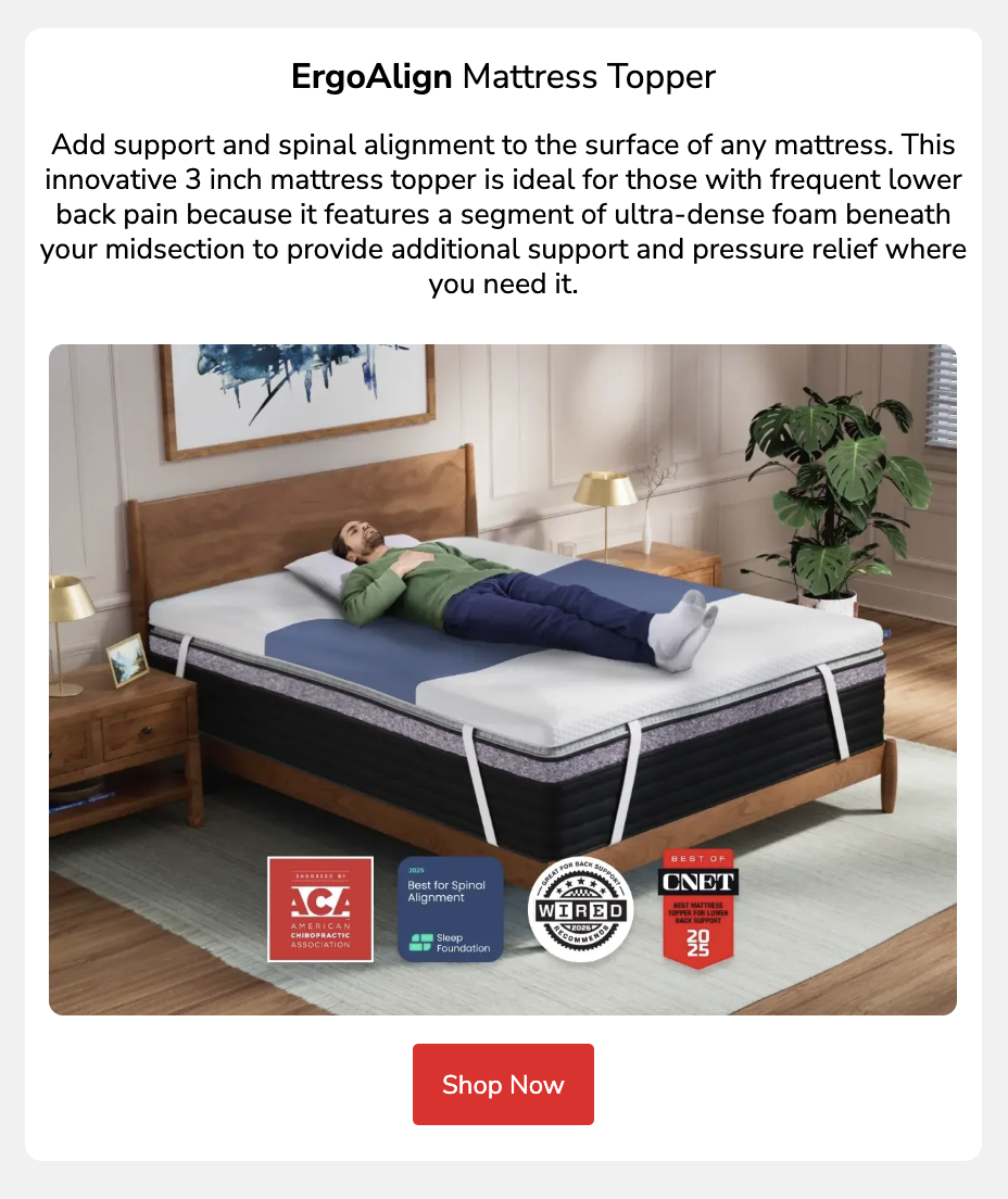 ErgoAlign Mattress Topper